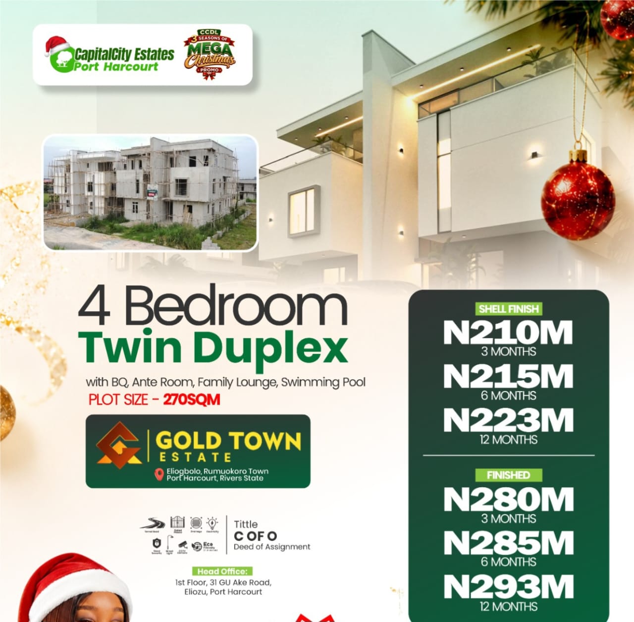 4 Bedroom Twin Duplex with Pool 270SQM Gold Town Estate Port Harcourt