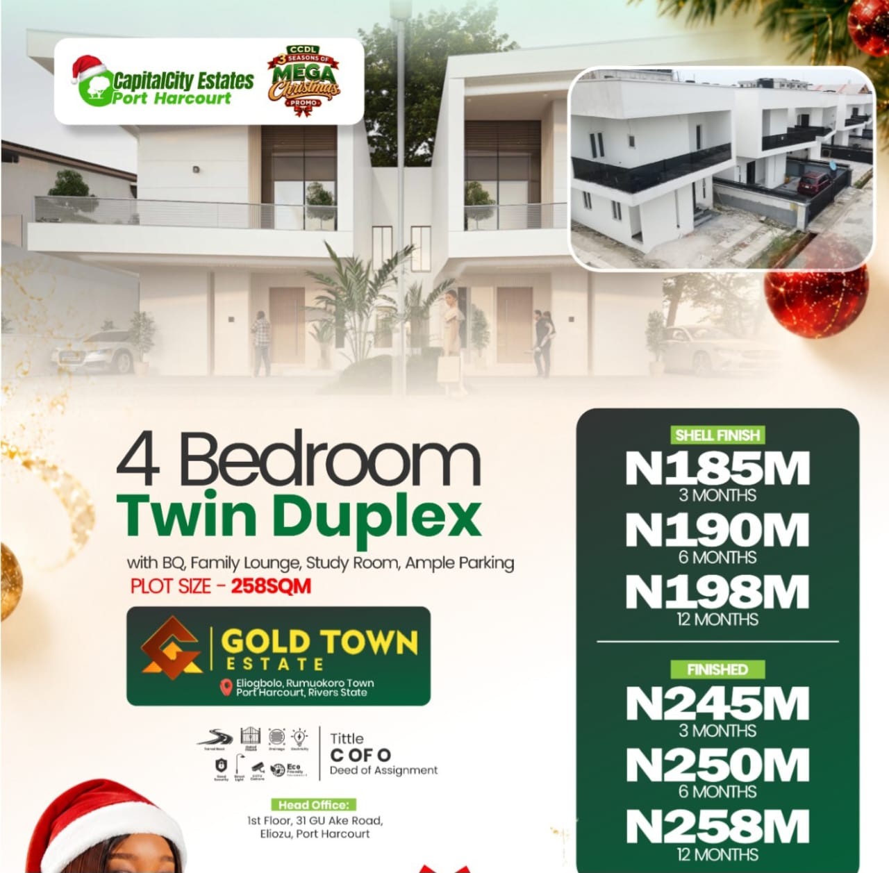 4 Bedroom Twin Duplex 258SQM Gold Town Estate Port Harcourt