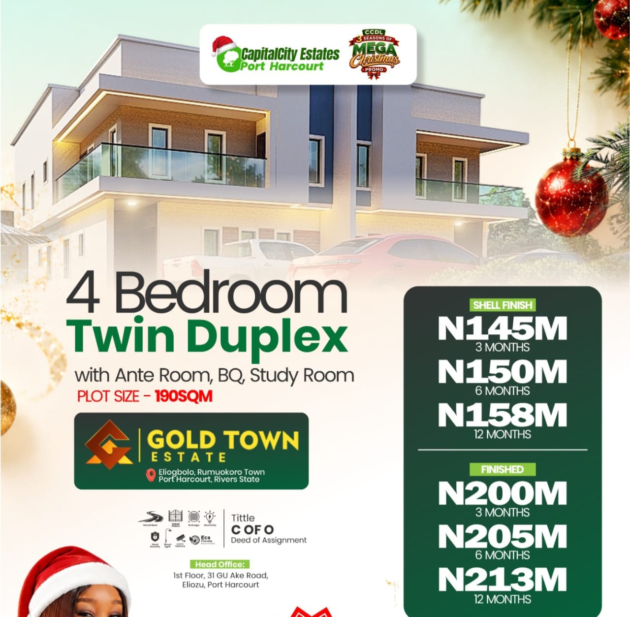 4 Bedroom Twin Duplex 190SQM Gold Town Estate Port Harcourt